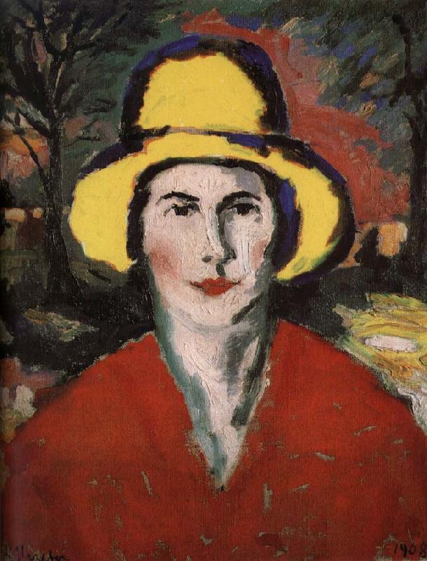Kasimir Malevich The Woman wear the hat in yellow Germany oil painting art